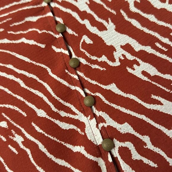 Anthropology, rust and cream zebra print button up blouse - Picture 4 of 5